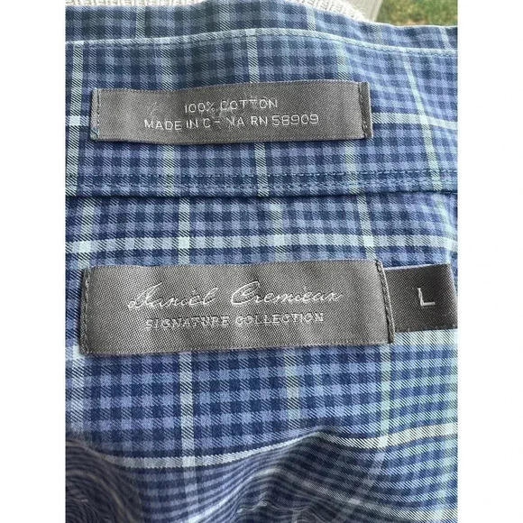 Daniel cremieux long sleeve blue plaid button up large signature collection - Picture 5 of 5